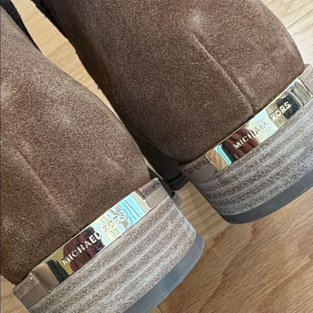 MICHAEL KORS Sunny Ankle Boots $195 Leather Suede Booties Caramel Brown 8.5 - Picture 3 of 16